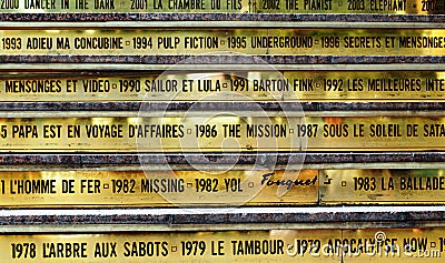 France- Cannes- Brass Plates of Film Festival Winners on Steps Editorial Stock Photo
