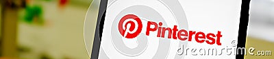 Editorial banner on Pinterest theme. Illustrative photo for news about Pinterest - an image sharing and social media service Editorial Stock Photo