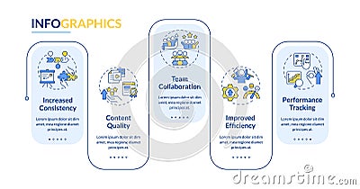 Editorial calendar benefits rectangle infographic template Vector Illustration