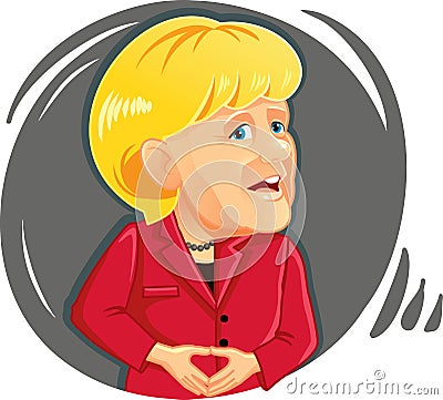 Editorial Caricature of Angela Merkel Vector Illustration