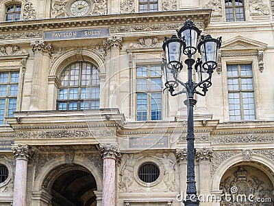 Editorial- Classical architecture of Pavillion Sully in Louvre Museum Editorial Stock Photo