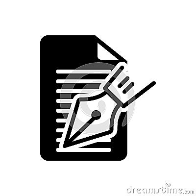 Black solid icon for Editorial, notes and writer Vector Illustration