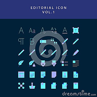 Editorial flat style design icon set vol1 Vector Illustration