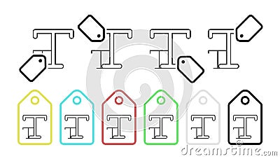 Editorial, font size vector icon in tag set illustration for ui and ux, website or mobile application Vector Illustration