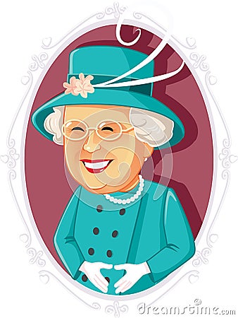 Queen Elizabeth II Editorial Vector Caricature Vector Illustration