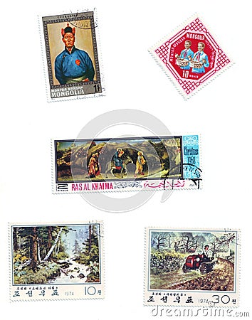 Editorial image: stamps collection Editorial Stock Photo