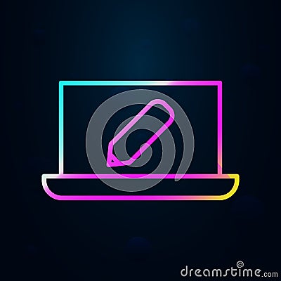 editorial, laptop nolan icon. Simple thin line, outline vector of Editorial design icons for ui and ux, website or mobile Stock Photo