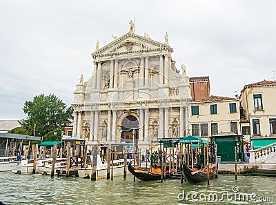 Editorial. May, 2019. Venice, Italy. Grand Canal, Venice Italy Scalzi Church near the Venice Santa Lucia Railway Station Editorial Stock Photo