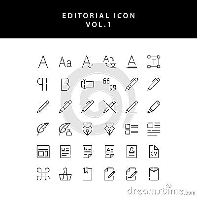 Editorial outline icon set vol1 Vector Illustration