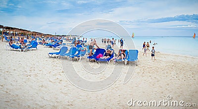 Editorial Panorama of Malia Las Dunas Hotel Beach in Cuba. Editorial Stock Photo