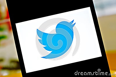 Editorial photo on Twitter theme. Illustrative photo for news about Twitter - microblogging and social networking service Editorial Stock Photo