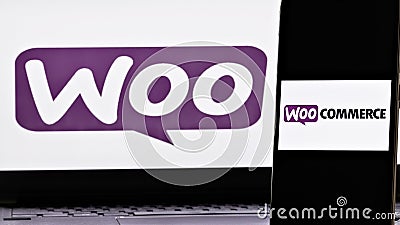 Editorial photo on WooCommerce theme. Illustrative photo for news about WooCommerce - an open-source e-commerce plugin for Editorial Stock Photo