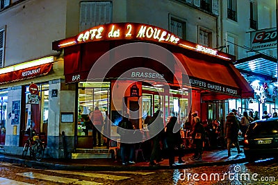 Editorial Picture date 25 12 2017 Cafe des 2 Moulins from Amelie movie, Photo image a Beautiful panoramic view of Paris Editorial Stock Photo