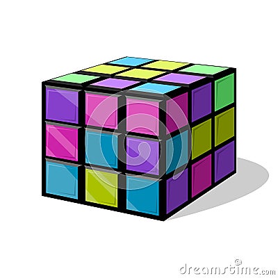 Editorial Rubik's Cube is a 3D combined puzzle Vector Illustration