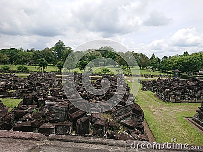 Editorial, ruins of thousand temple or candi sewu, 05 november 2022, yogyakarta, tourist seen Editorial Stock Photo