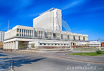 Omsk building of the Omsk regional state scientific library Editorial Stock Photo