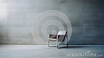 Editorial Style Photograph Of A Brown Bentwood Chair In A Simple Brutalist Environment Stock Photo