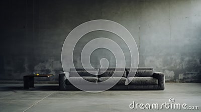 Editorial Style Photograph Of Sectional Sofa In Simple Brutalist Environment Stock Photo