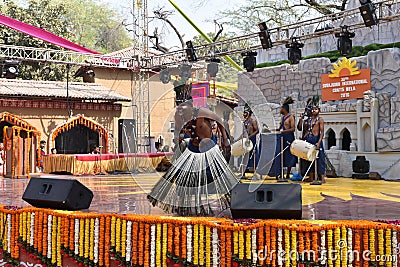 Editorial: Surajkund,Haryana,India:Feb 06th, 2016:Local Artists from african gujrat community performing dance arts Editorial Stock Photo