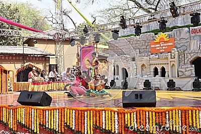 Editorial: Surajkund,Haryana, India: Feb 06th,2016:Local Artists from Karnataka performing dance in 30th International crafts fair Editorial Stock Photo