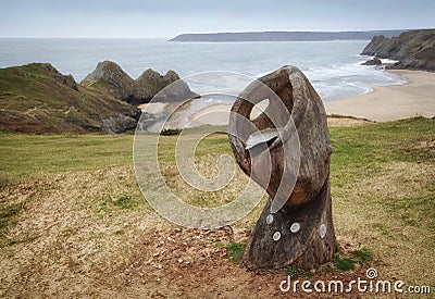 Shell Sculpture at Three Cliffs Bay Editorial Stock Photo