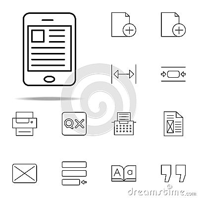 editorial, tablet icon. editorial design icons universal set for web and mobile Stock Photo