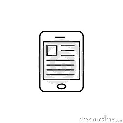 editorial, tablet icon. Element of editorial design icon. Thin line icon for website design and development, app development. Stock Photo