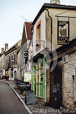 Editorial: 8th March 2018: Vezelay, France. Street view,sunset t Editorial Stock Photo