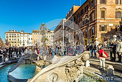 EDITORIAL tourists in PIAZZA DEI TRINITA DEI MONTI Editorial Stock Photo