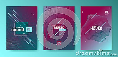 Edm Dj Flyer. Electro Sound Cover. Techno Dance Poster. Vector 3d Vector Illustration