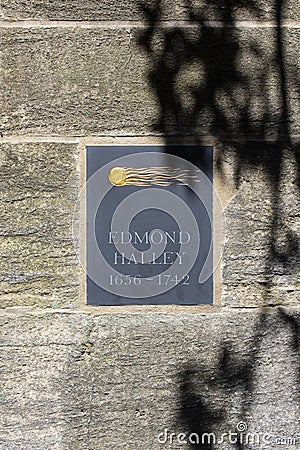 Edmond Halley Plaque in Oxford, UK Editorial Stock Photo