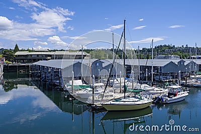 Edmond Waterfront marina near Seattle WA Stock Photo
