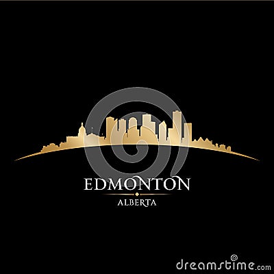 Edmonton Alberta Canada city skyline silhouette black background Vector Illustration