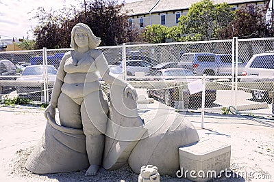 Overweight Woman Sand Sculpture Editorial Stock Photo