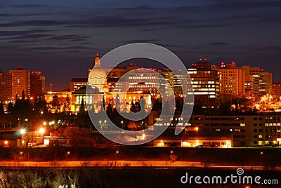 Edmonton downtown night scene Stock Photo