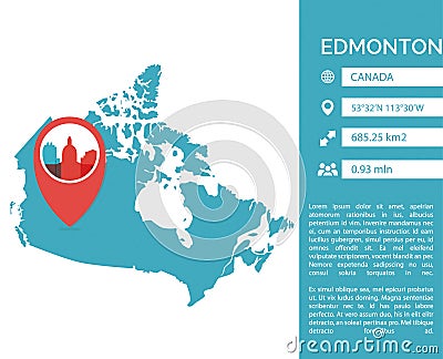 Edmonton map infographic vector isolated illustration Vector Illustration
