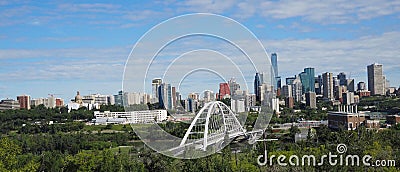 Edmonton Panoramic Cityscape Of Downtown Buildings And Bridge Editorial Stock Photo