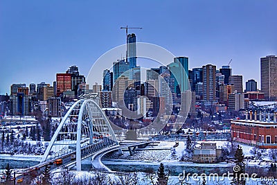 Edmonton Skyline In The Winter Stock Photo