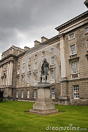 Edmund Burke Statue, Trinity College, College Green, Dublin, Ireland. Statue was erected in 1868. Editorial Stock Photo