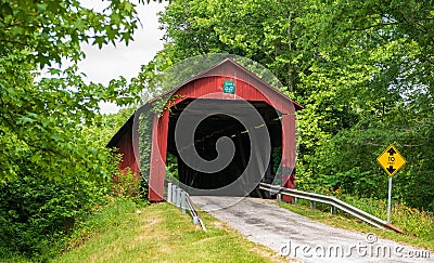 Edna Collings Covered Bridge, Putnam County, Indiana Editorial Stock Photo