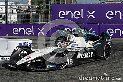 Edoardo Mortara 48 of ROKiT Venturi Racing Team driving Formula E car during 2021 ABB Formula E World Championship NY E-Prix Editorial Stock Photo