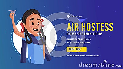 Banner design of air hostess Vector Illustration