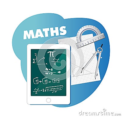 Online Education on Maths Vector Illustration