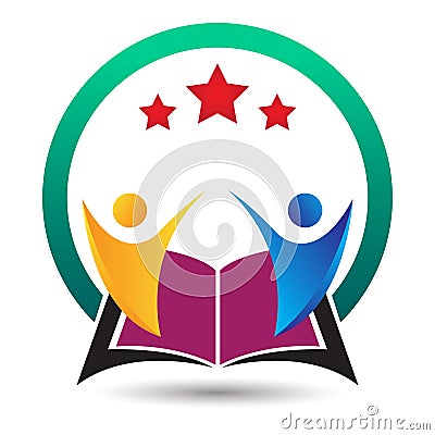 Book fair or success student educational logo icon. Stock Photo