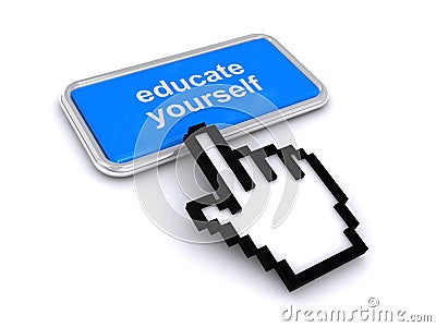 Educate yourself button on white Stock Photo