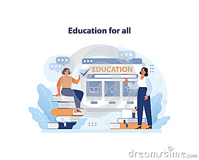 Education for all. Global and affordable education. Open school Vector Illustration