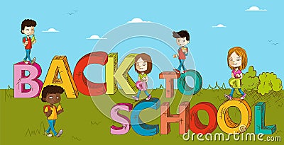 Education back to school kids cartoon. Vector Illustration