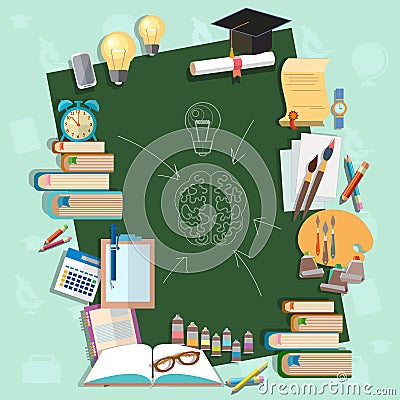 Education background back to school school board college campus Vector Illustration