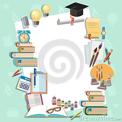 Education background diploma exams back to school college Vector Illustration