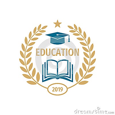 Education badge logo design. University high school emblem. Vector Illustration